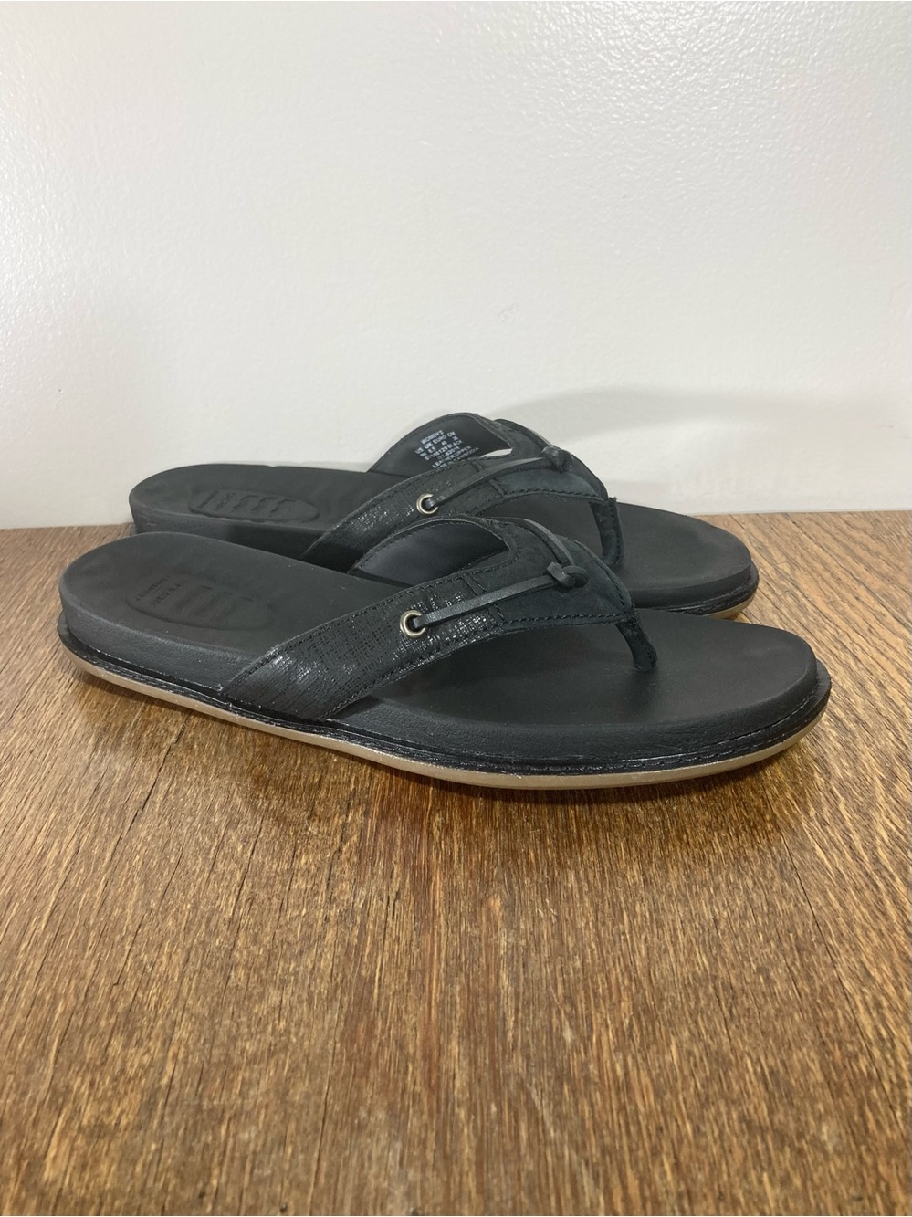 Sperry Waveside Plushwave Thong Flip Women’s Size 9 Black Leather